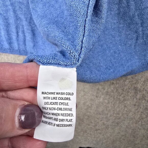 Falls Creek 2X Open Front Blue Cardigan Sweater Cotton/Viscose - Picture 5 of 7